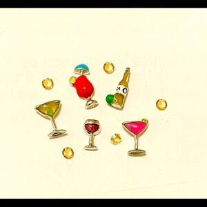 Origami Owl Wine & Martini Drink Charms & Swarovski Stardust Crystals